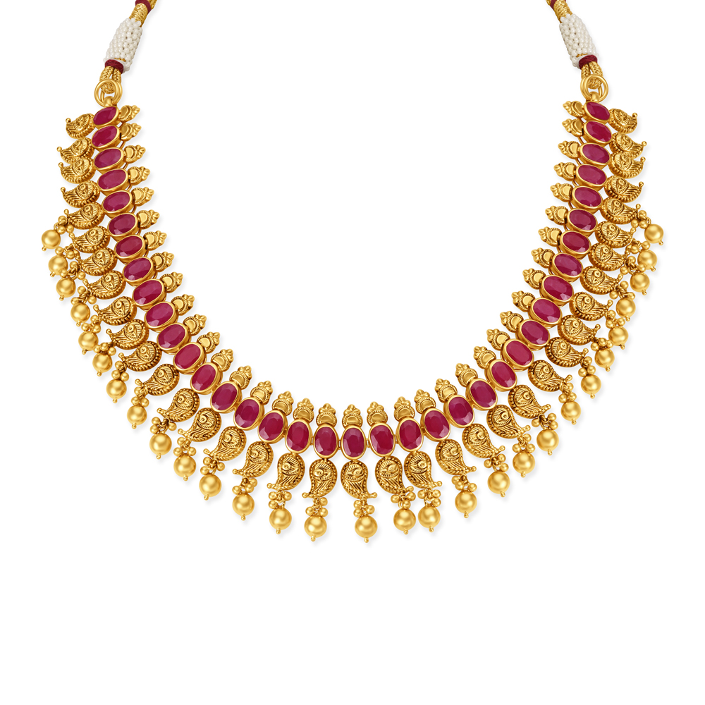 Opulent Gold and Ruby Necklace Set,,hi-res image number null