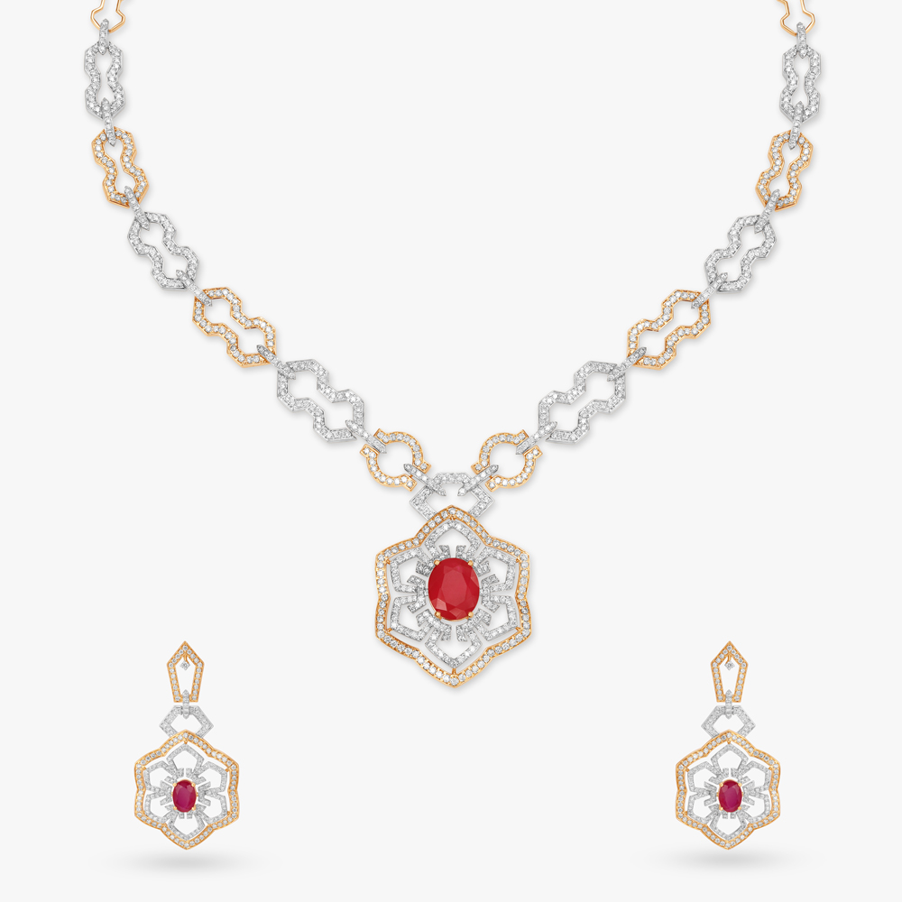 Symbol of Royalty Natural diamond Necklace Set,,hi-res image number null