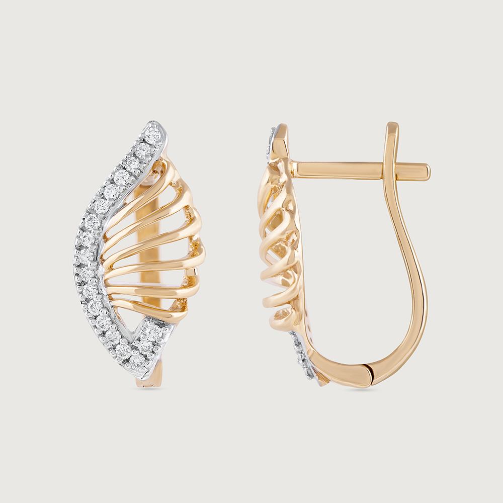 Curvy Radiance Gold & Diamond Hoop Earrings,,hi-res image number null