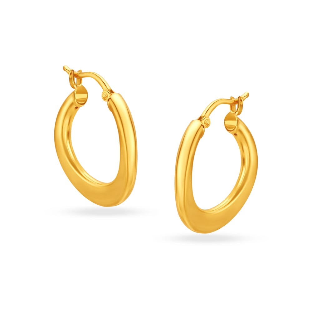 22KT Yellow Gold Dazzling Elegant Hoop Earrings,,hi-res image number null