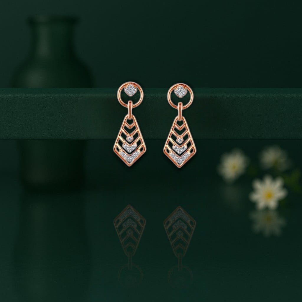 Geometric Gleam Diamond Drop Earrings,,hi-res image number null