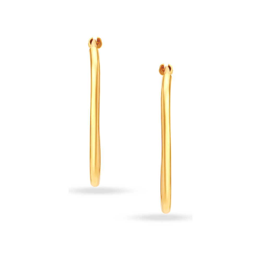 22KT Yellow Gold Stately Contemporary Hoop Earrings,,hi-res image number null