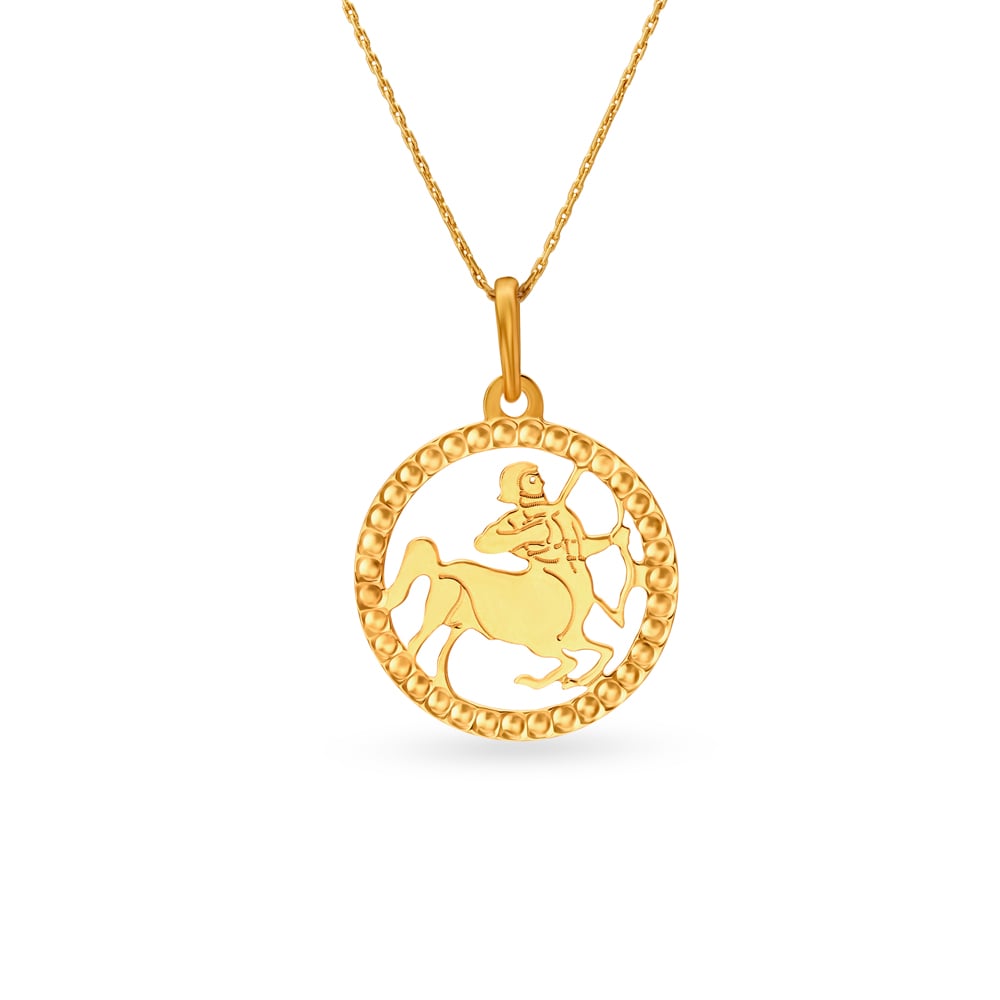 Sagittarius Zodiac Laser Cut High Polish Gold Pendant,,hi-res image number null
