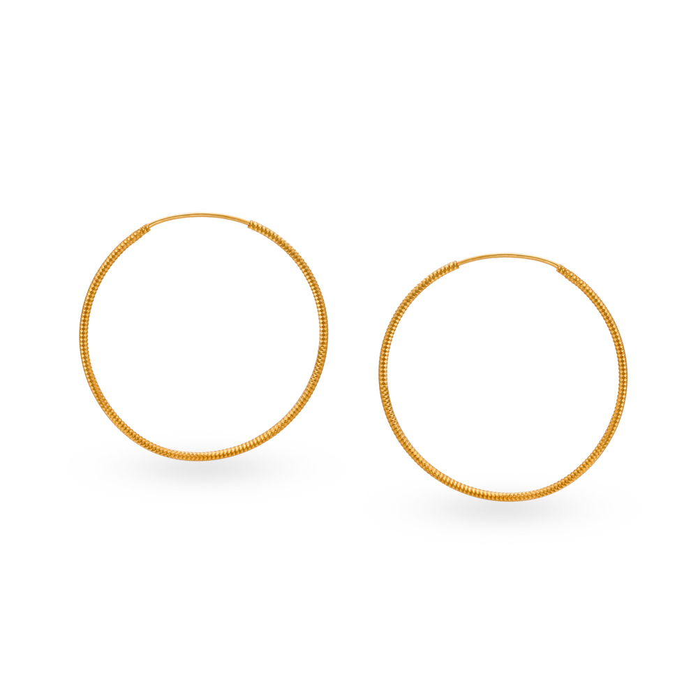 Classic 22 Karat Yellow Gold Endless Hoop Earrings,,hi-res image number null