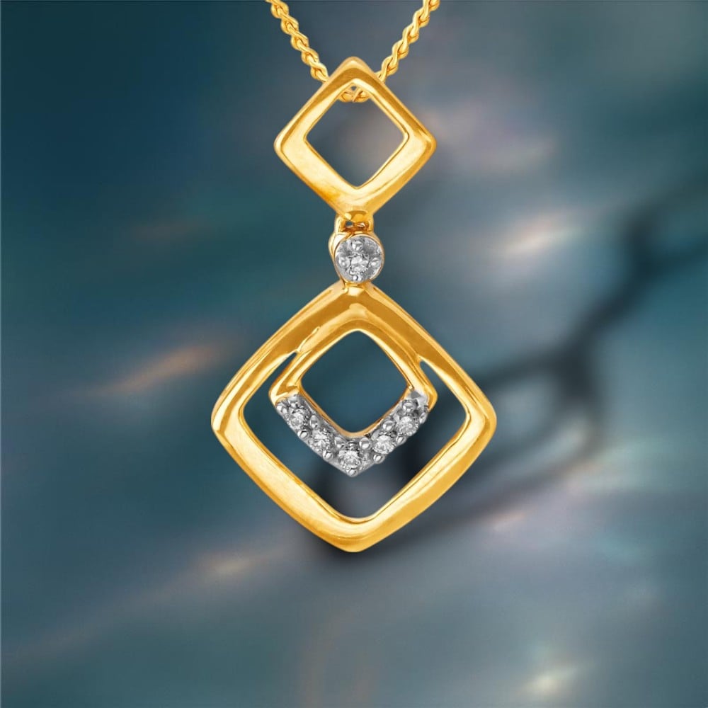 

Charming Geometric Gold and Diamond Pendant