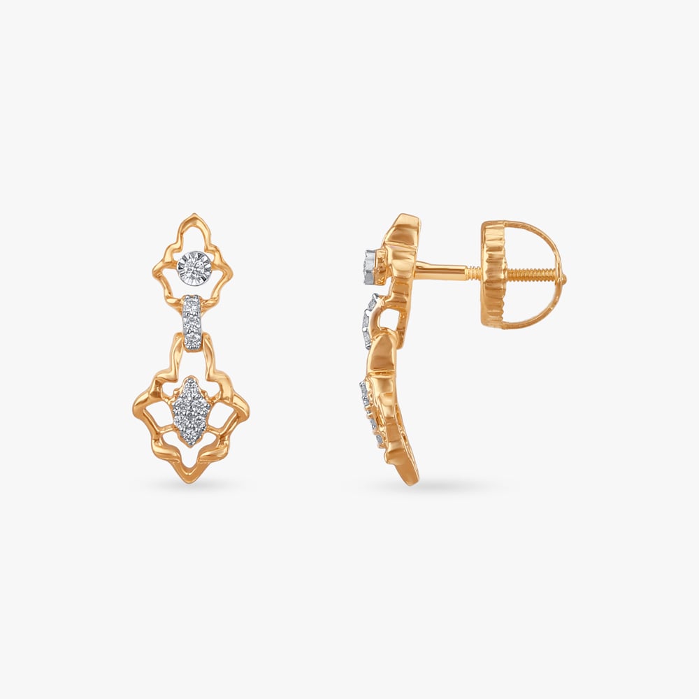 Quatrefoil Spark Diamond Drop Earrings,,hi-res image number null