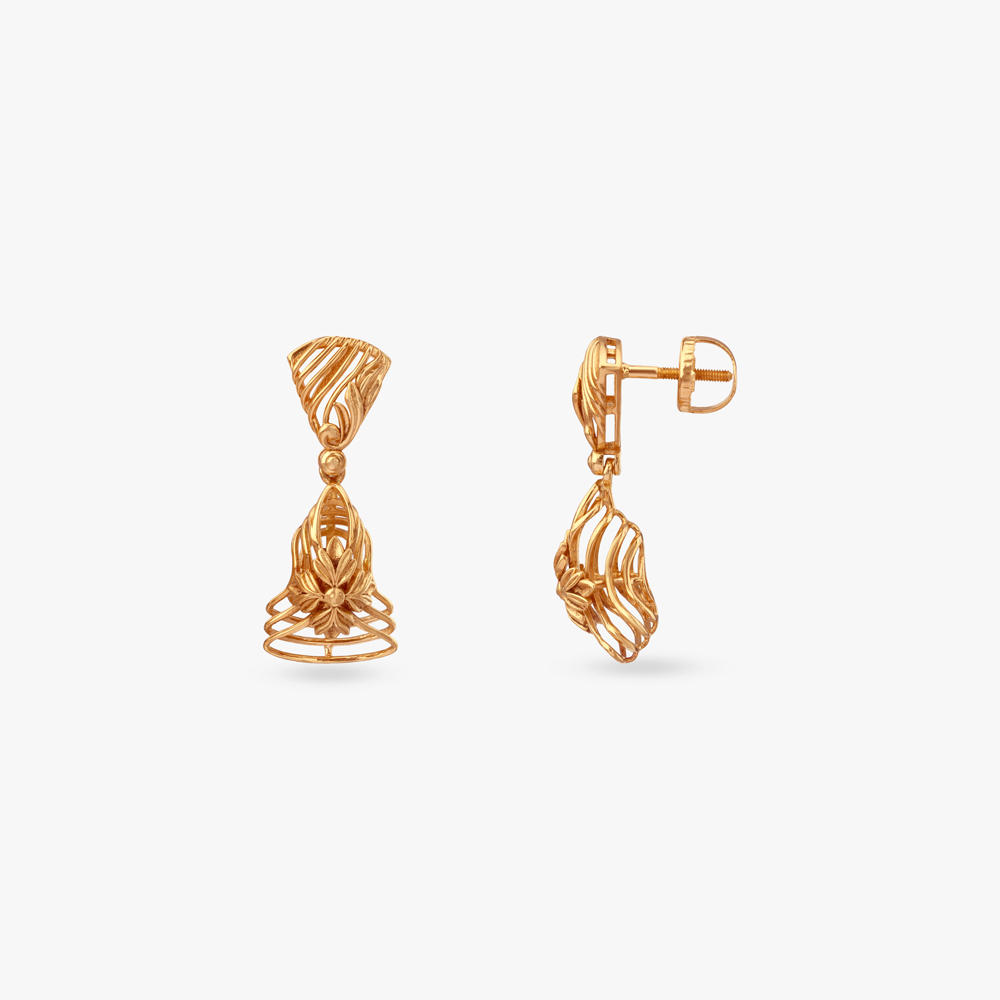 Timeless Bloom Gold Jhumka Earrings,,hi-res image number null