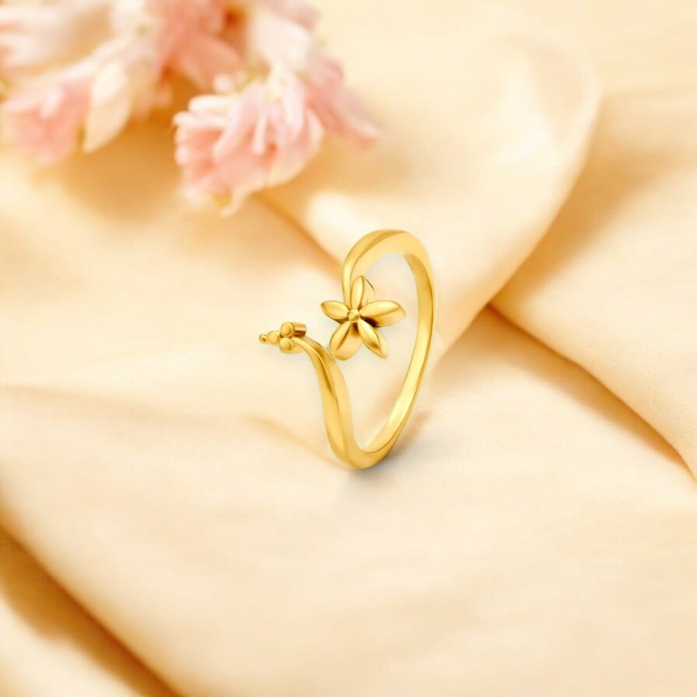 Exquisite 22 Karat Yellow Gold Floral Finger Ring,,hi-res image number null