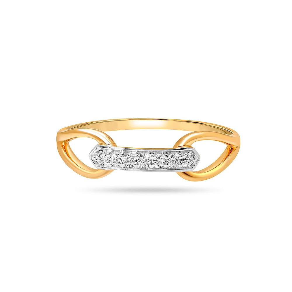 14KT Yellow Gold Linked in Love Diamond Finger Ring,,hi-res image number null