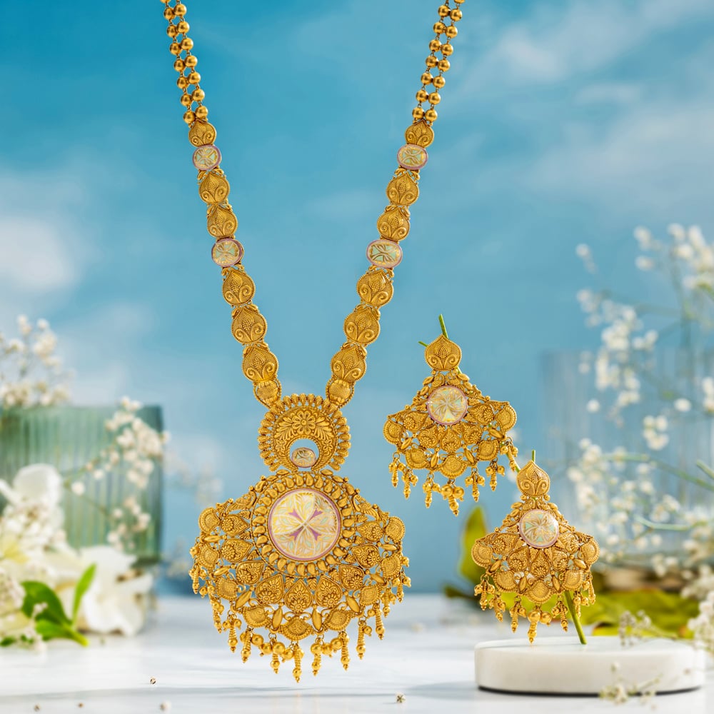 Opulent Floral Gold Necklace Set,,hi-res image number null