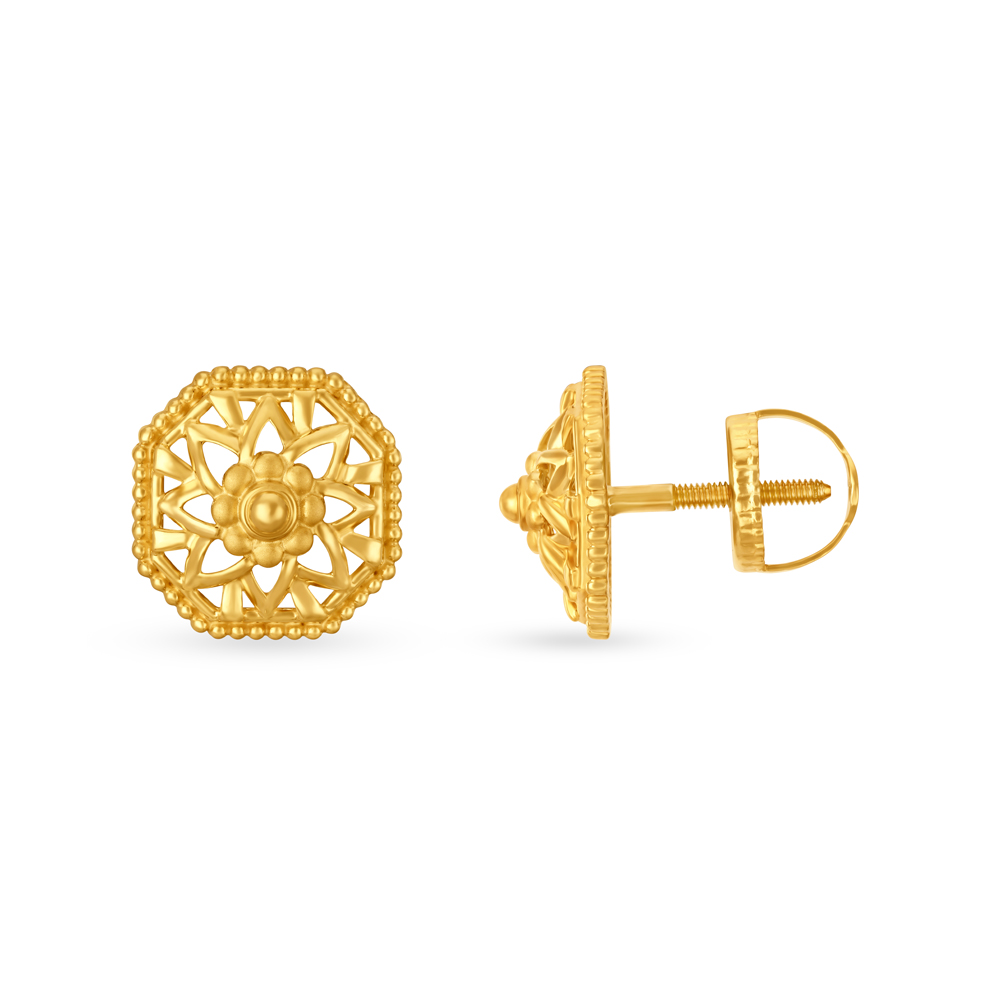 Charming Geometric Floral Stud Earrings,,hi-res image number null