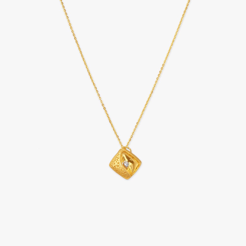 

Intricate Cutwork Gold Pendant with Chain