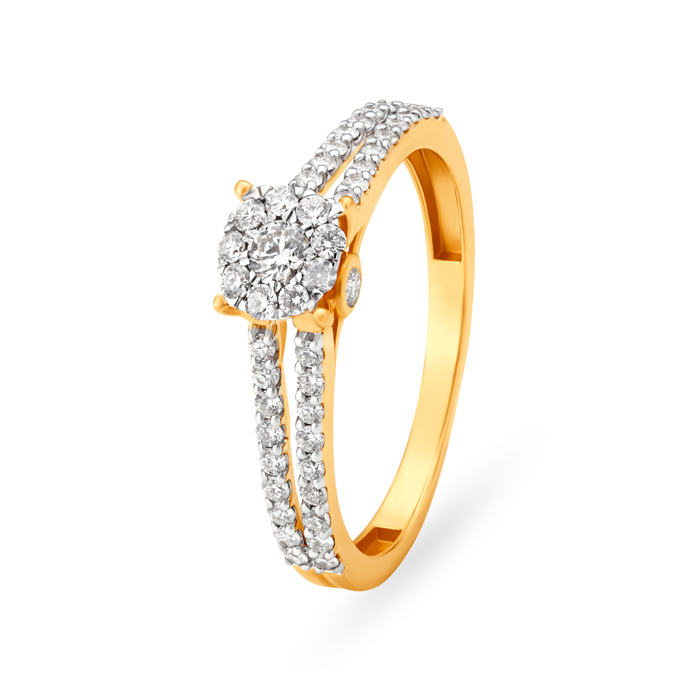 Feather Shape Gold lab grown Diamond Ladies Ring for Daily Use-demhanvico.com.vn