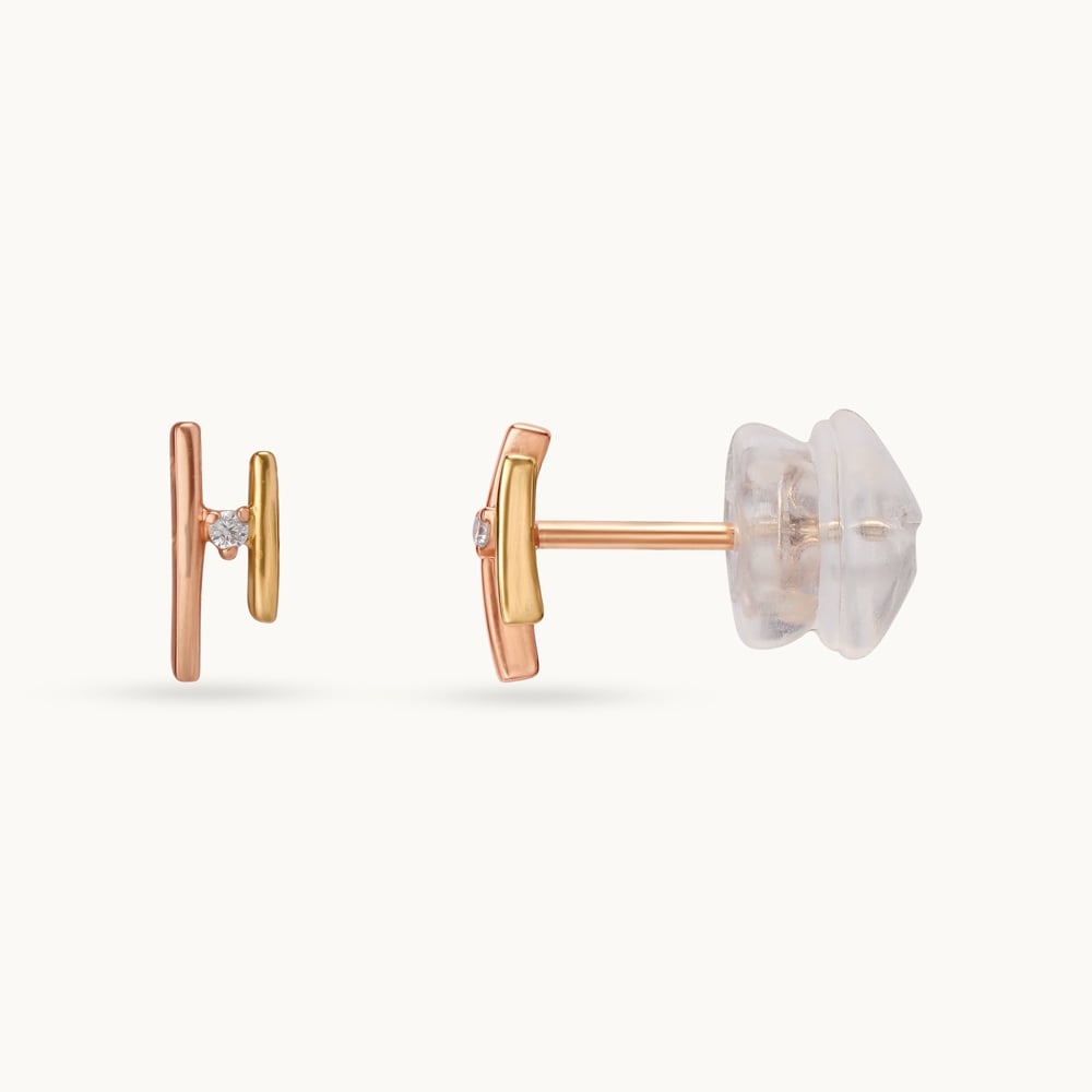 Divine Duo 14KT Yellow & Rose Gold Diamond Stud Earrings,,hi-res image number null