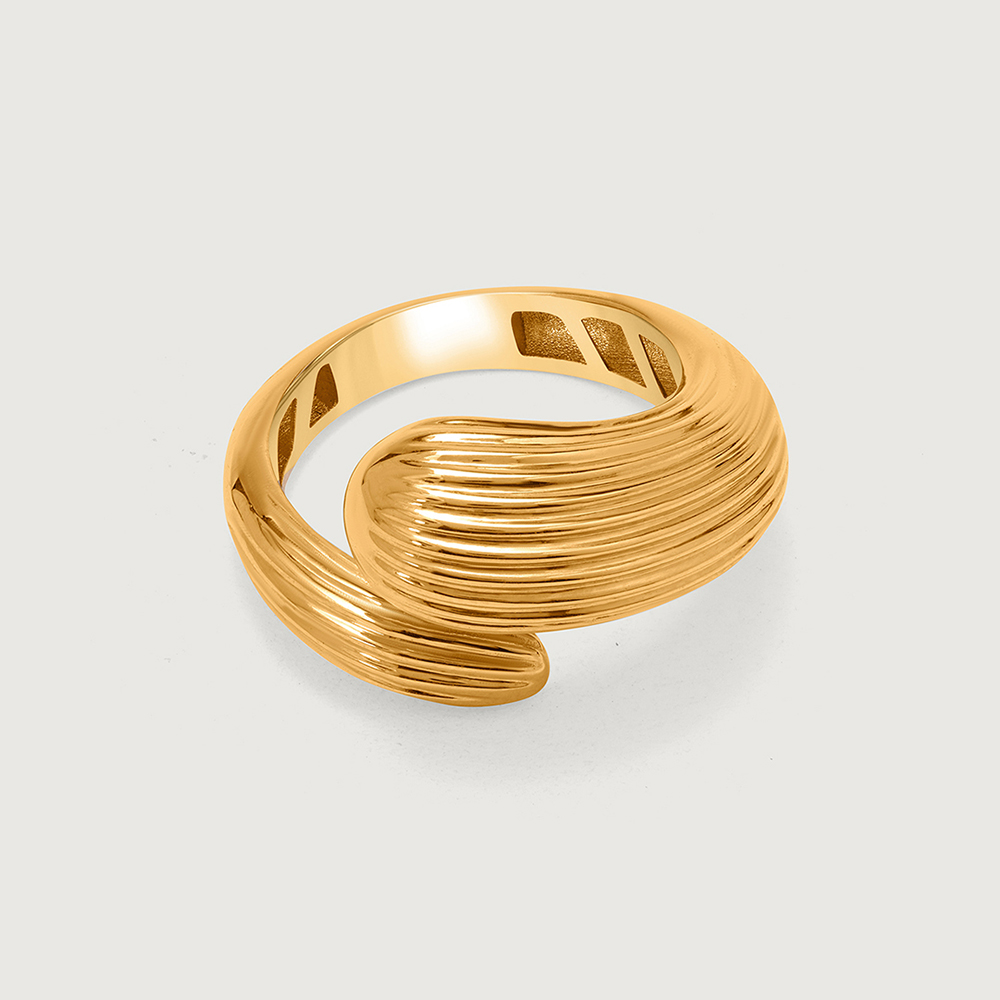 Sunrise Stripes 18KT Gold Finger Ring,,hi-res image number null