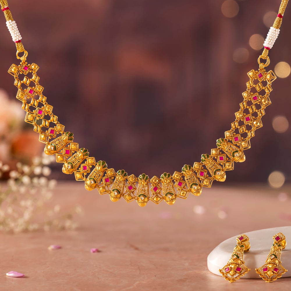 Royal Rosette Gold Necklace set,,hi-res image number null