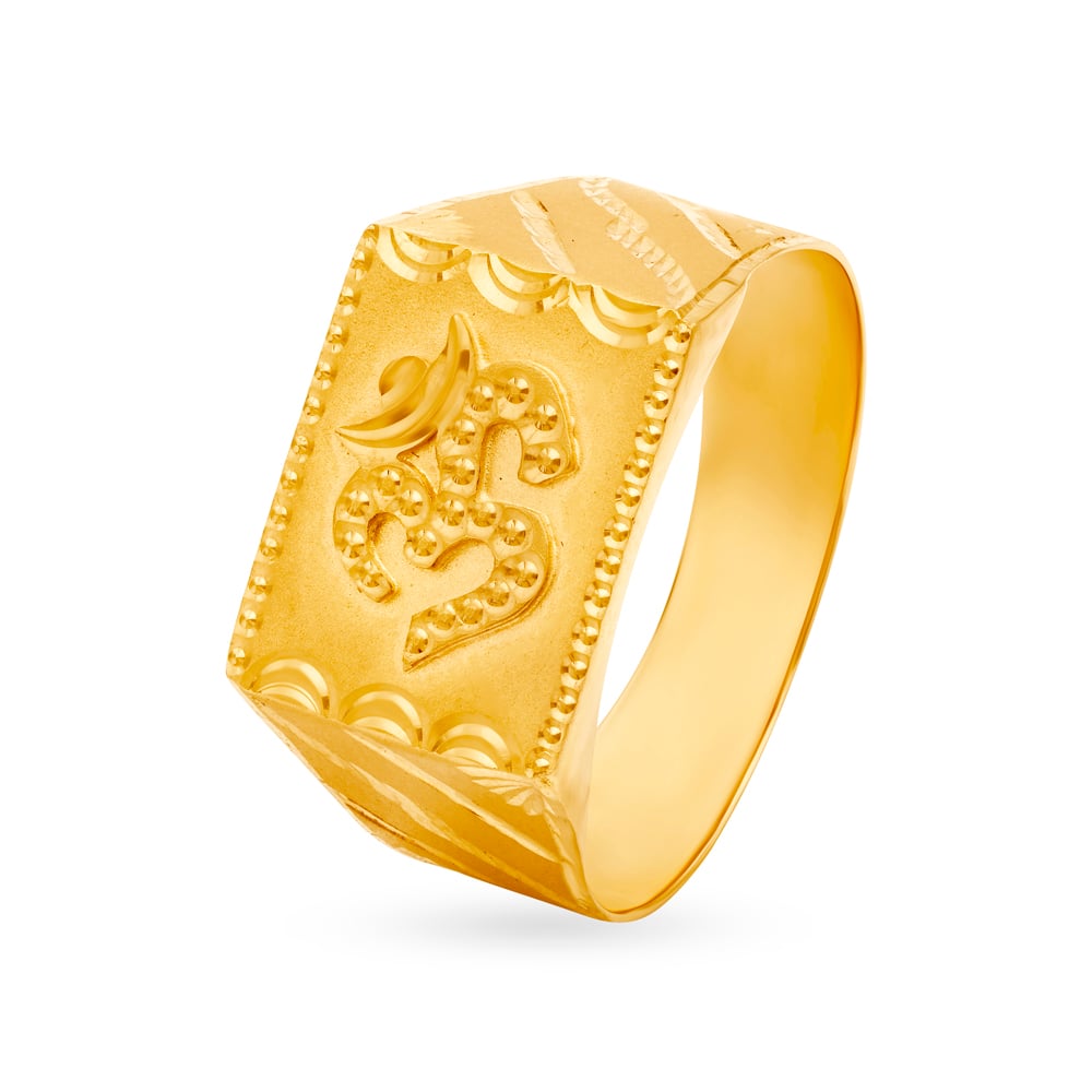 Intricately Carved Gold Finger Ring For Men