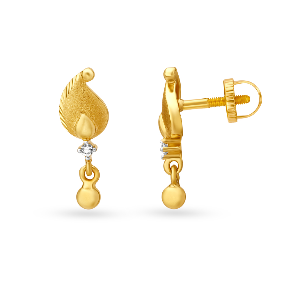 Refined Paisley Gold Drop Earrings with Stones,,hi-res image number null