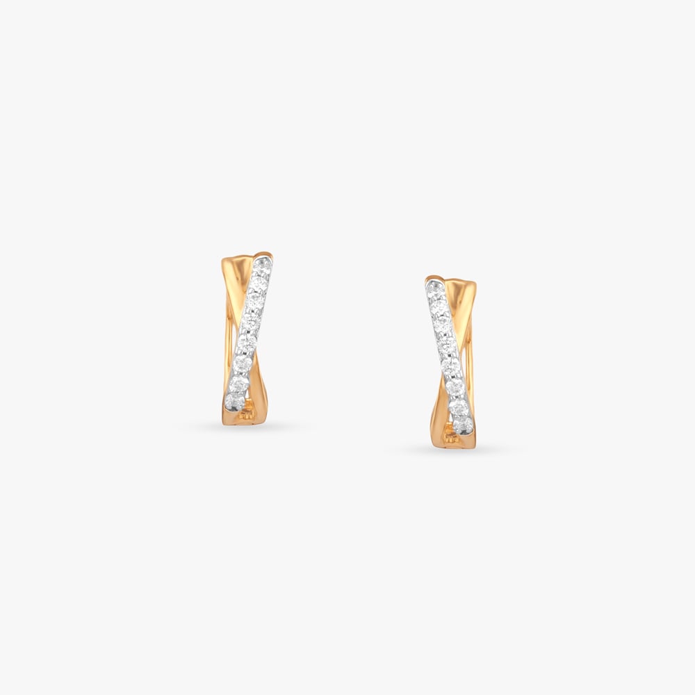 Crossover Gleam Diamond Hoop Earrings,,hi-res image number null