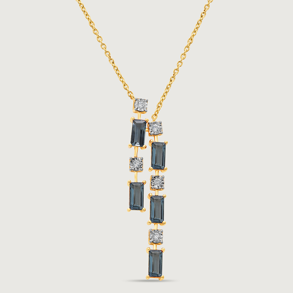 Dreamy London Blue Blaze & Diamond 14KT Necklace,,hi-res image number null