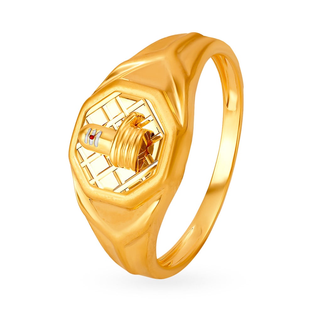 Divine Lord Shiva Lingam Gold Finger Ring for Men,,hi-res image number null