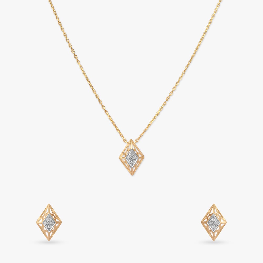 Prism Whisper Diamond Pendant with Chain and Earrings Set,,hi-res image number null