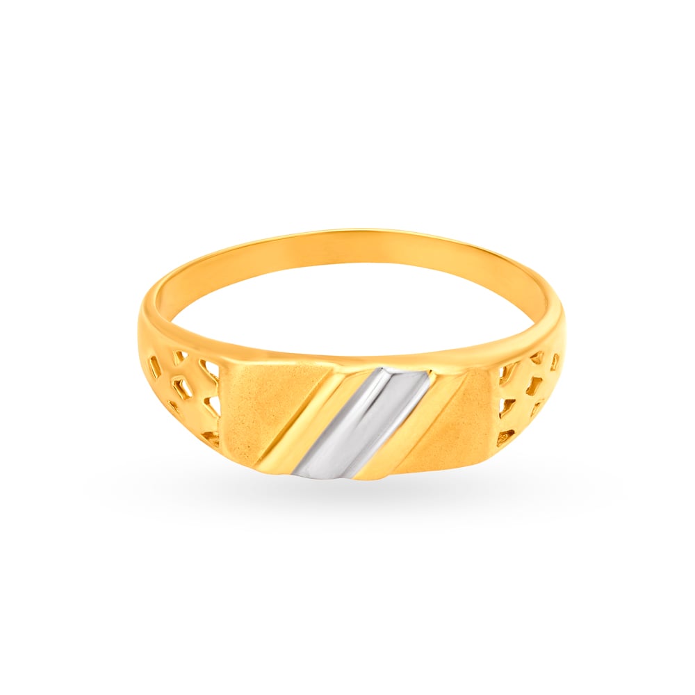 Elegant 22 Karat Yellow Gold Mesh Pattern Rectagular Finger Ring,,hi-res image number null