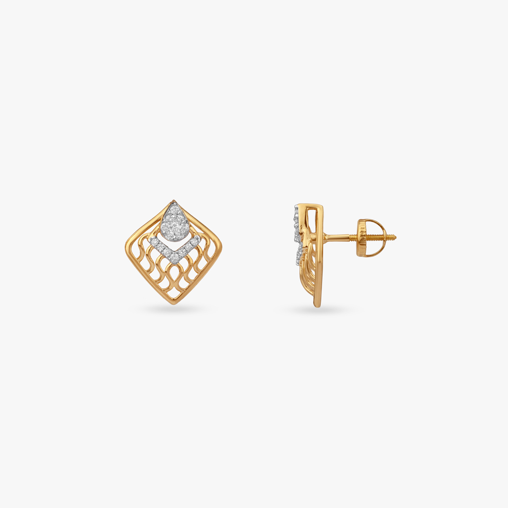 Luminous Flame Diamond Stud Earrings,,hi-res image number null