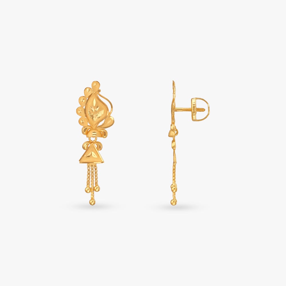 Gleaming Leaf Gold Drop Earrings,,hi-res image number null