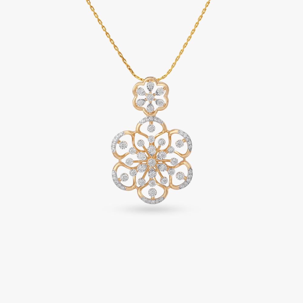 Ornate Bloom Diamond Pendant and Earrings Set,,hi-res image number null