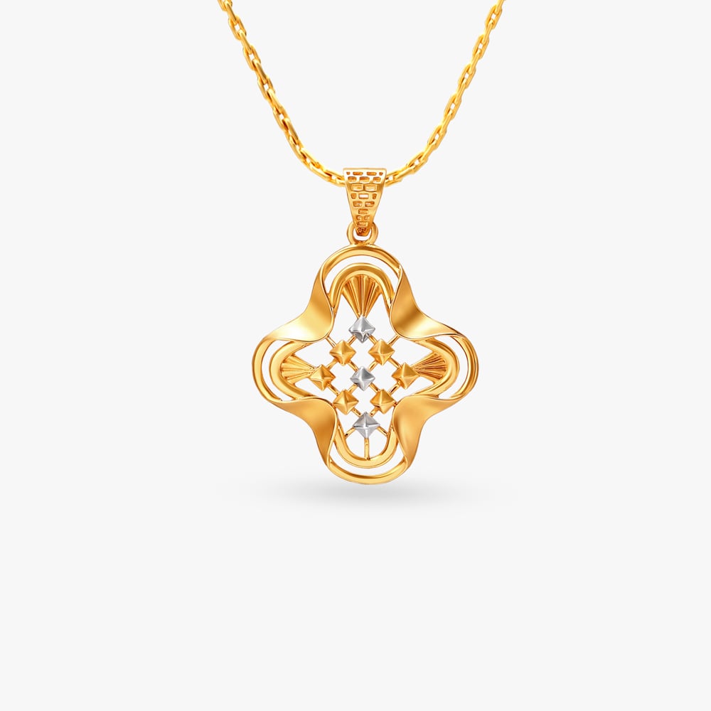 Graceful Clover Gold Pendant and Earrings Set,,hi-res image number null