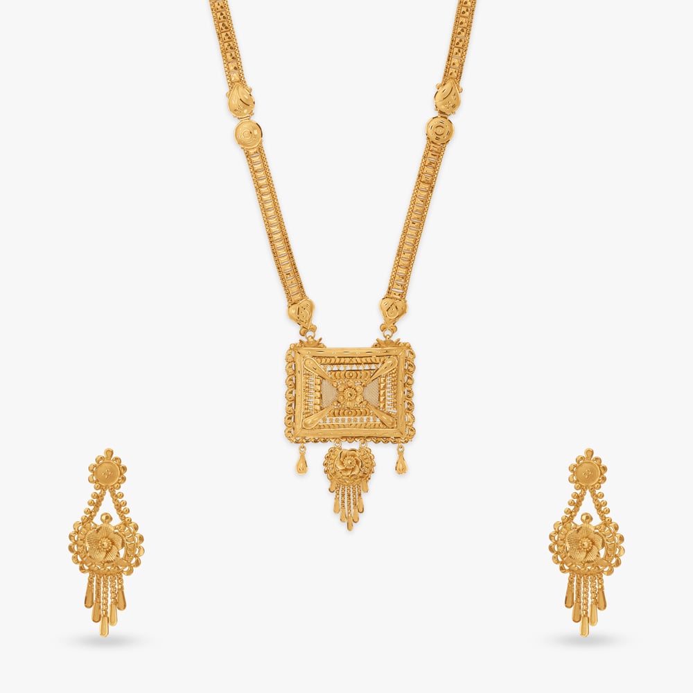 Ornate Square Gold Necklace Set,,hi-res image number null