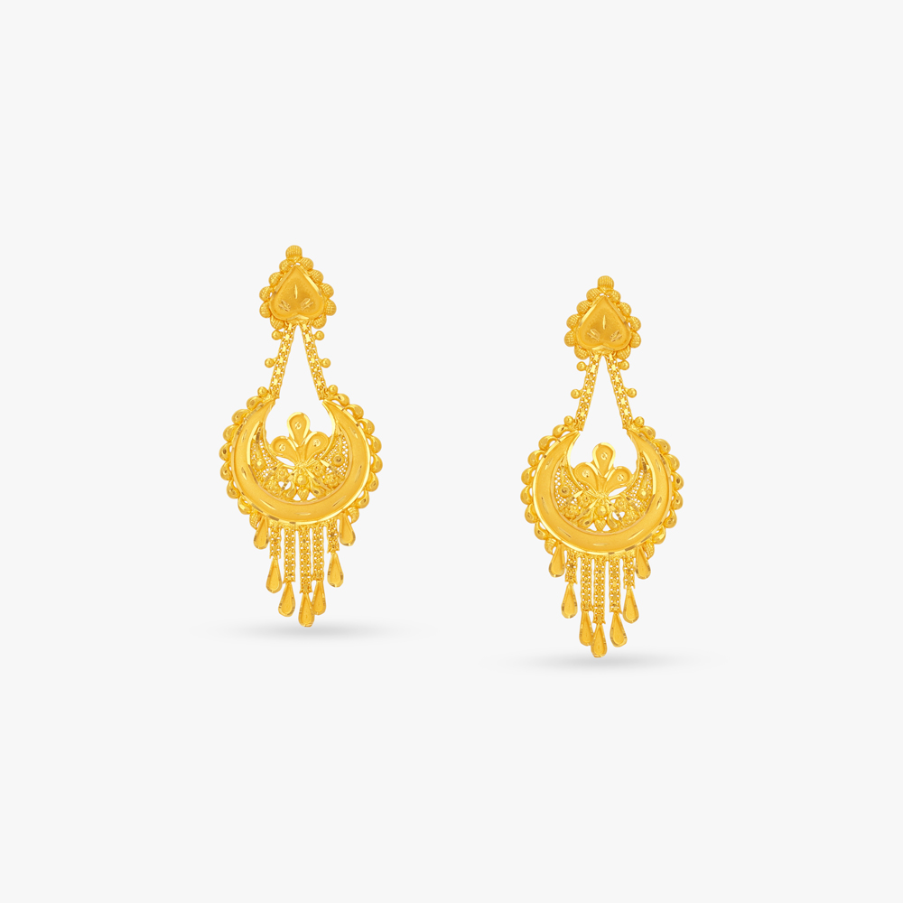 Crescent Fringe Chandbali Earrings,,hi-res image number null