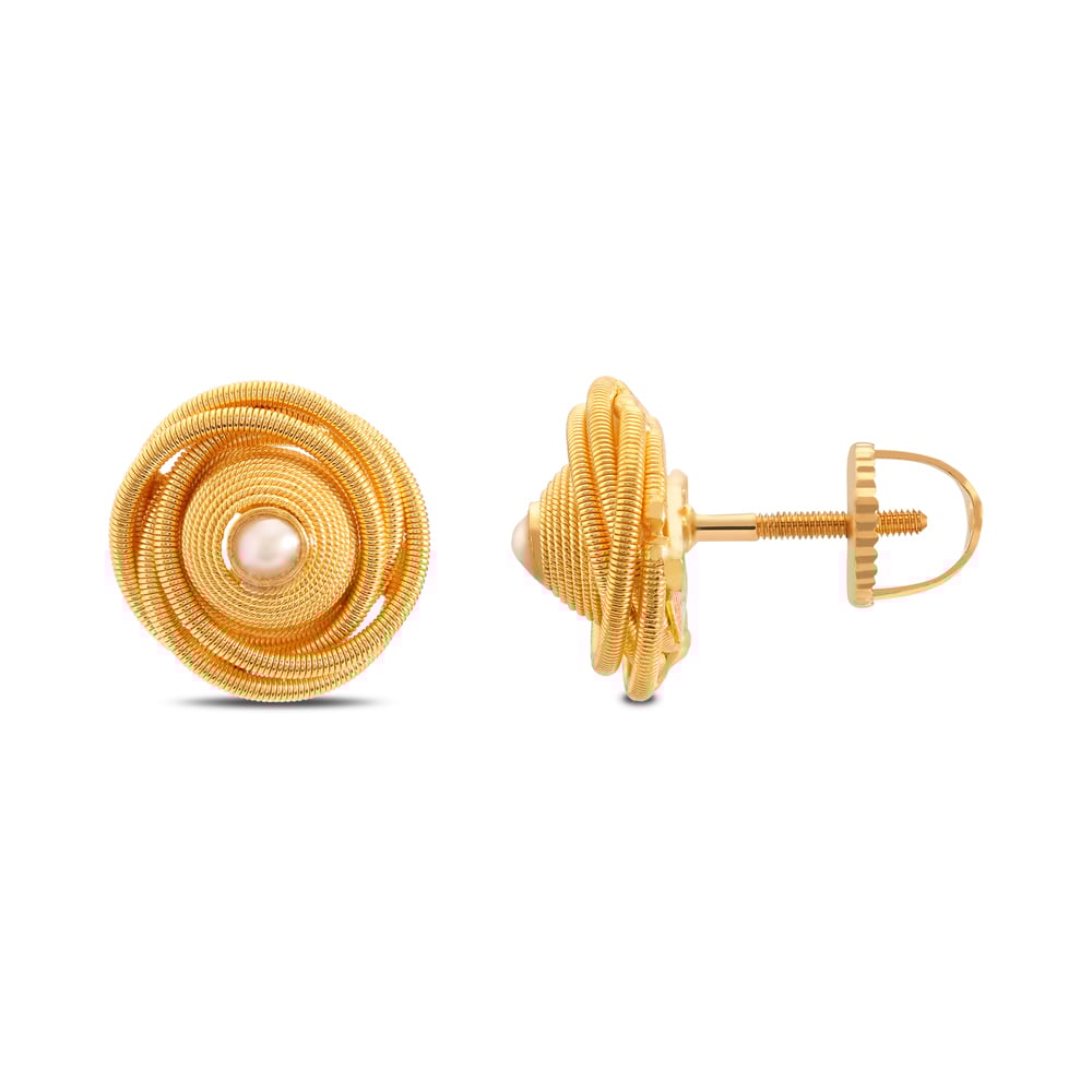 Spiral Gold Stud Earrings,,hi-res image number null