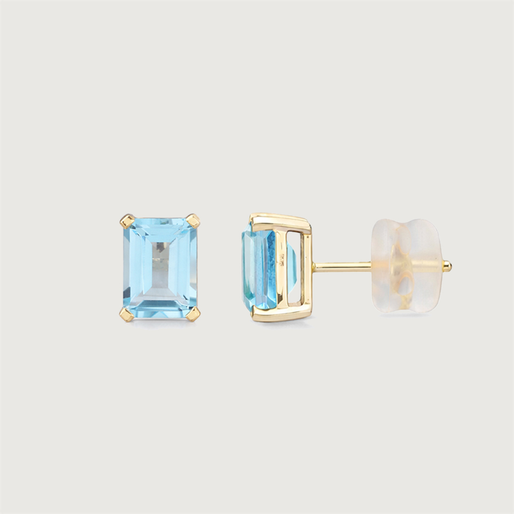 Chic Structured Blue Topaz Gold Stud Earrings,,hi-res image number null