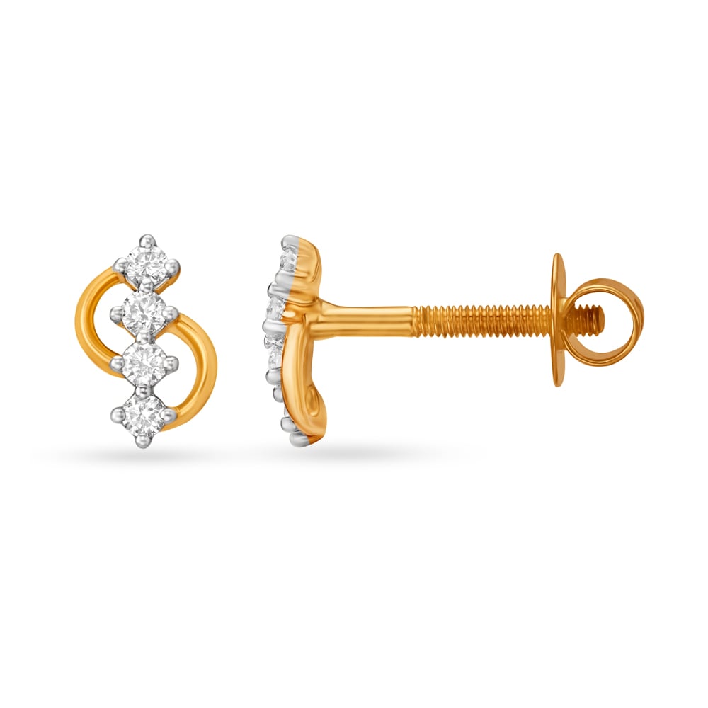 4 Stone Diamond Stud Earrings for Kids,,hi-res image number null