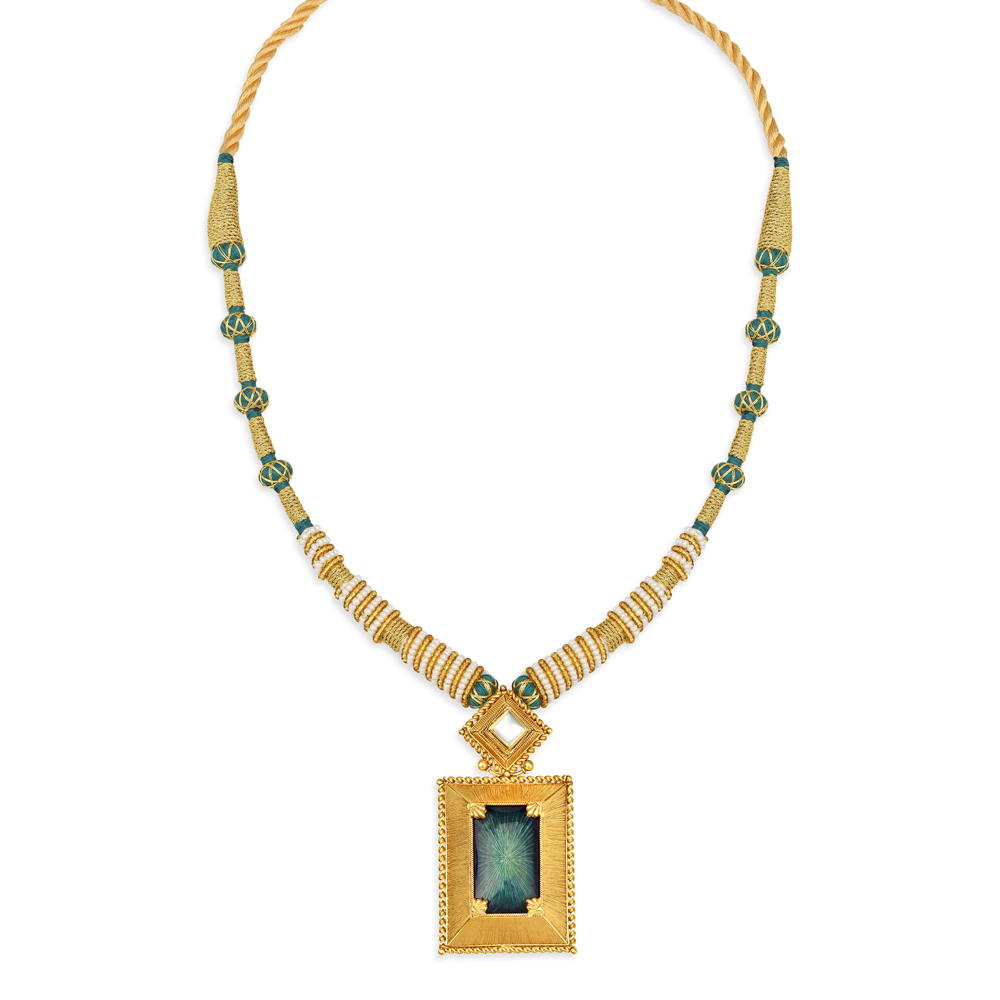 Bold Verdant Gold Pendant and Earrings Set,,hi-res image number null