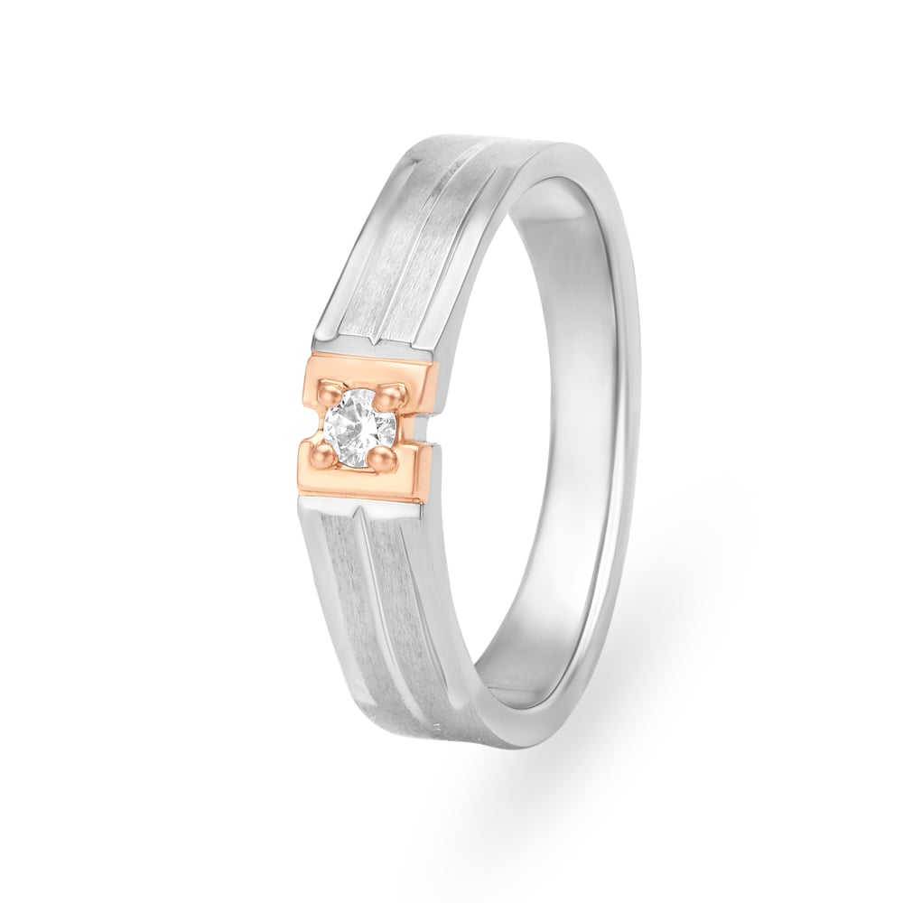Lavish 950 Pure Platinum And Rose Gold And Diamond Finger Ring,,hi-res image number null