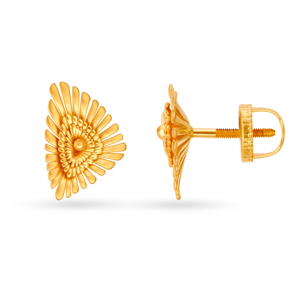 Contemporary Fancy Floral Gold Stud Earrings,,hi-res image number null