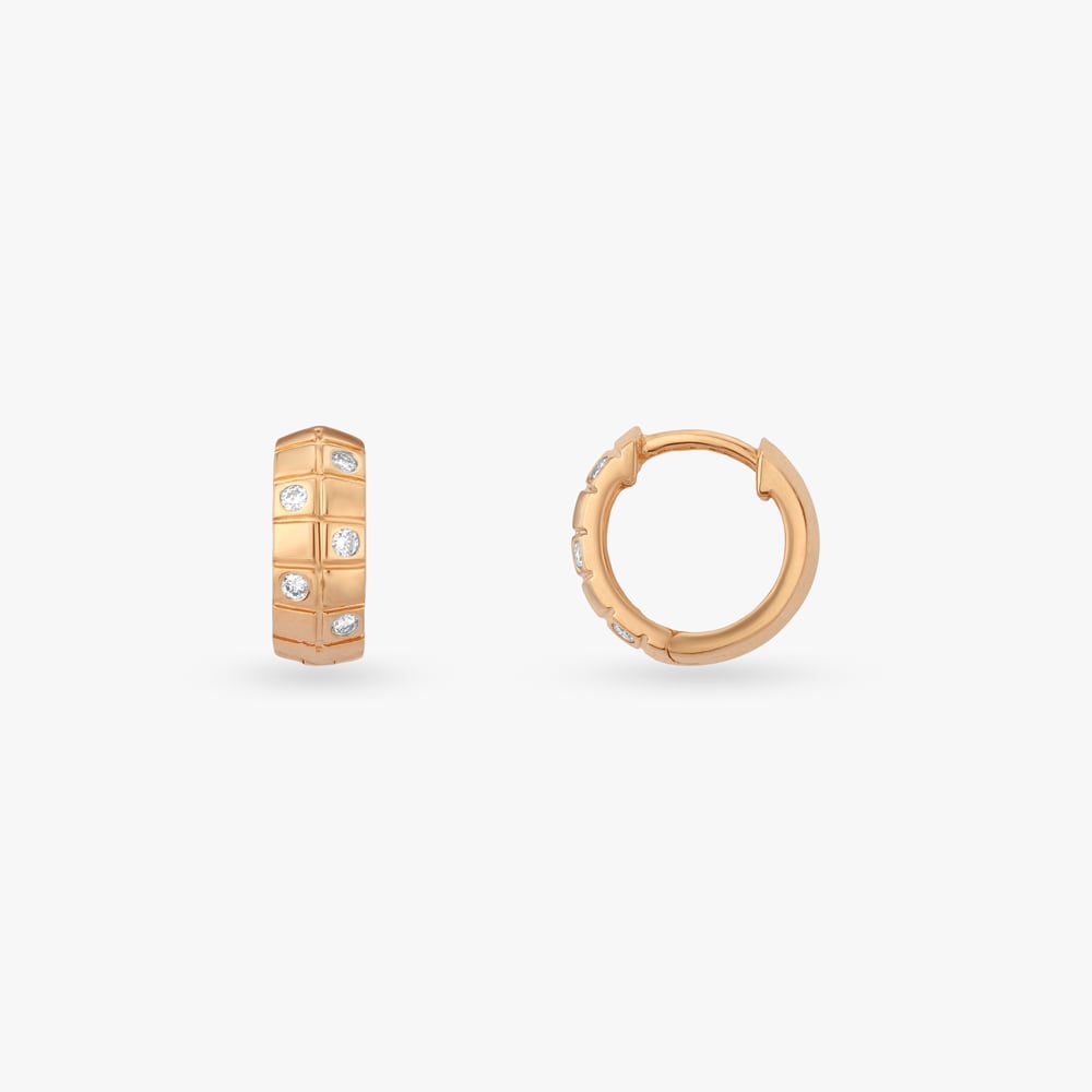 Modern Grid Diamond Hoop Earrings For Men,,hi-res image number null