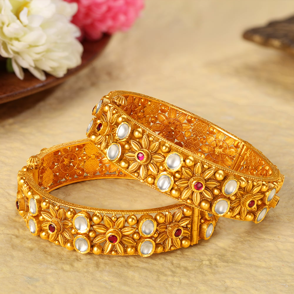 Majestic Die Stamp Bangle with Precious Stones,,hi-res image number null