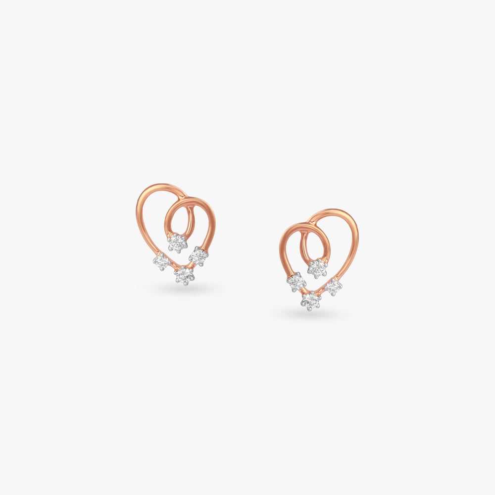 Twin Loop Diamond Stud Earrings,,hi-res image number null