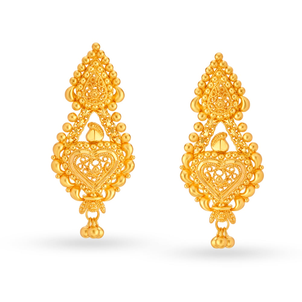 Traditional 22 Karat Yellow Gold Heart Drops