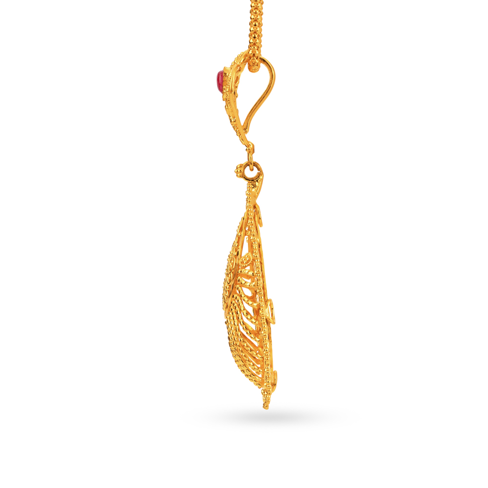 22 Karat Gold Pendant Earrings Set,,hi-res image number null