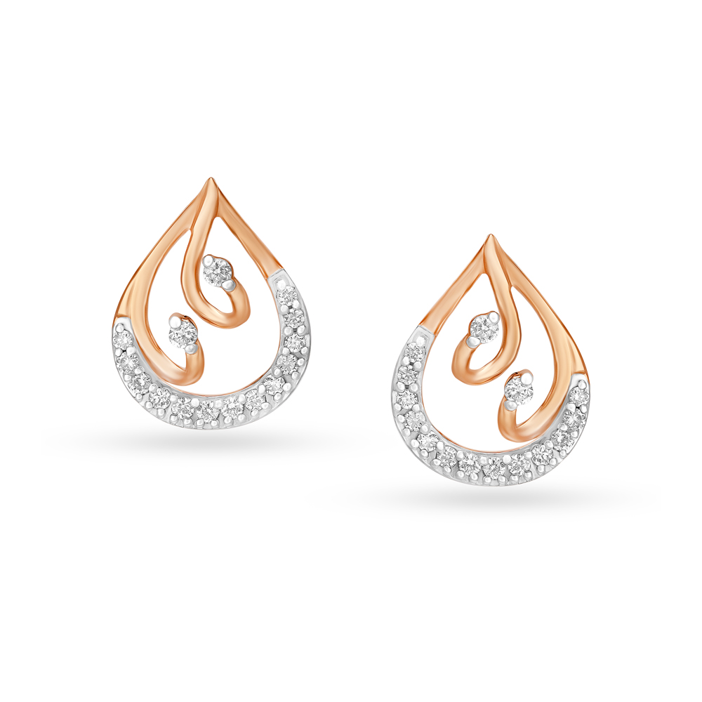 Majestic Teardrop Shaped Rose Gold and Diamond Pendant and Earrings Set,,hi-res image number null