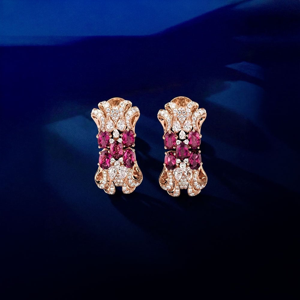 Crimson Poise Diamond Drop Earrings,,hi-res image number null