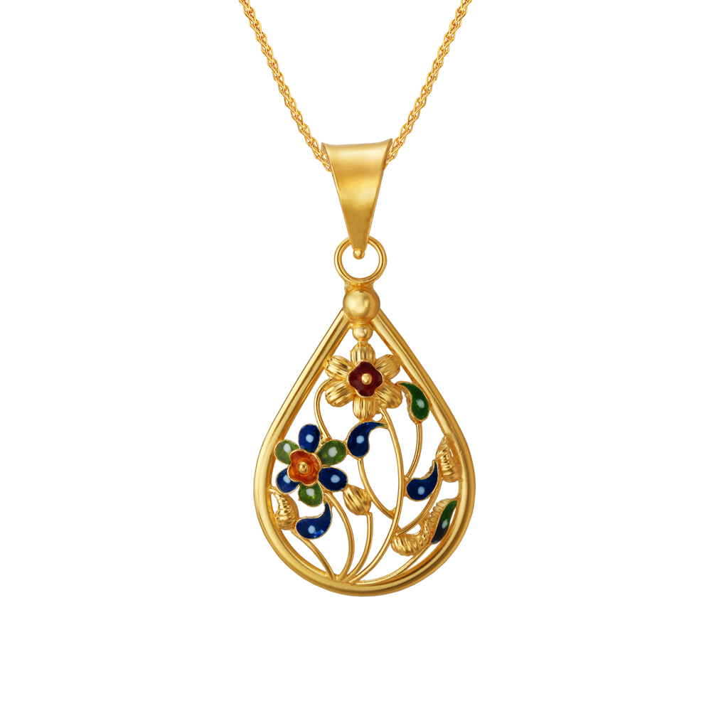 Exuberant Floral Gold Pendant