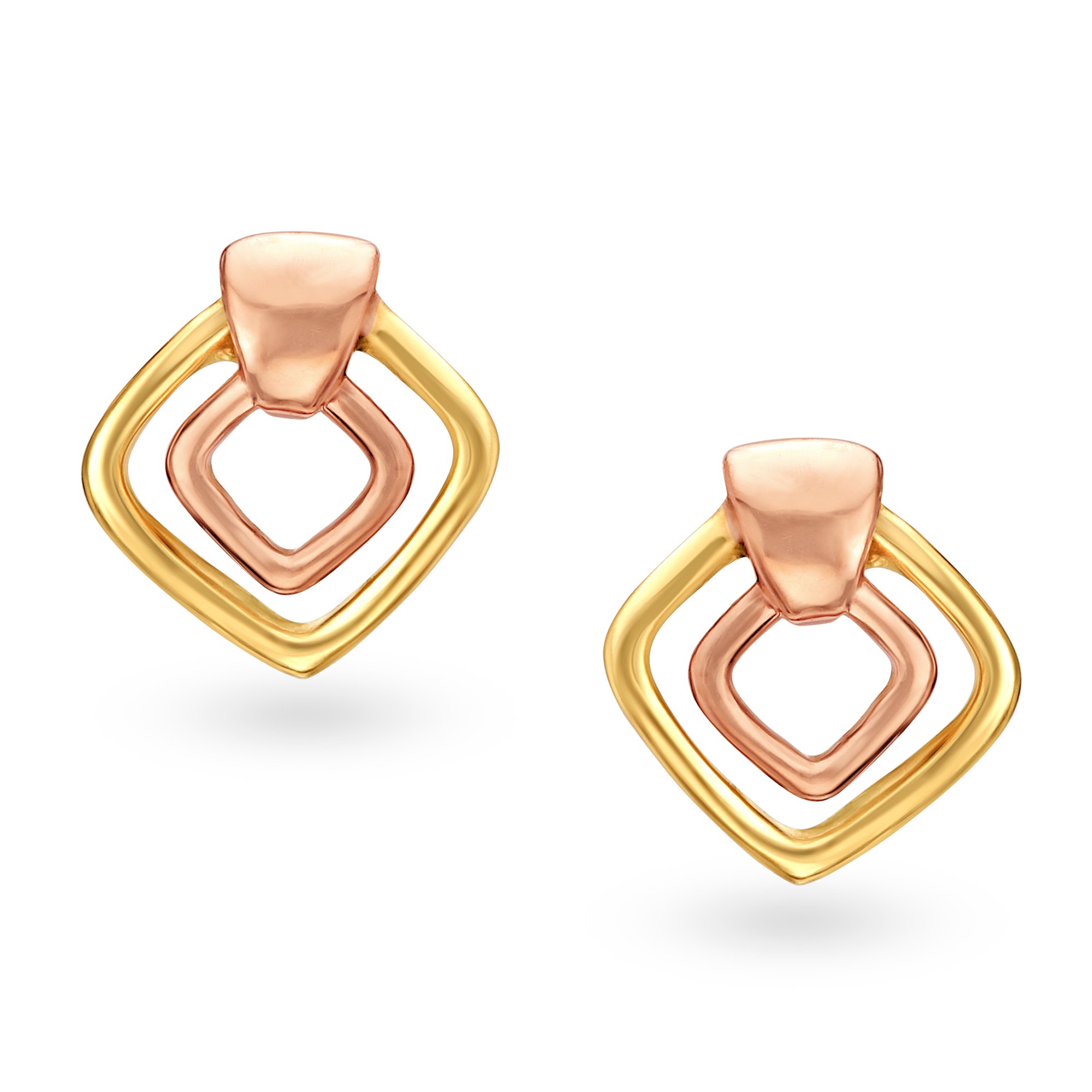 14KT Yellow Gold Stud Earrings with Diamond Design,,hi-res image number null