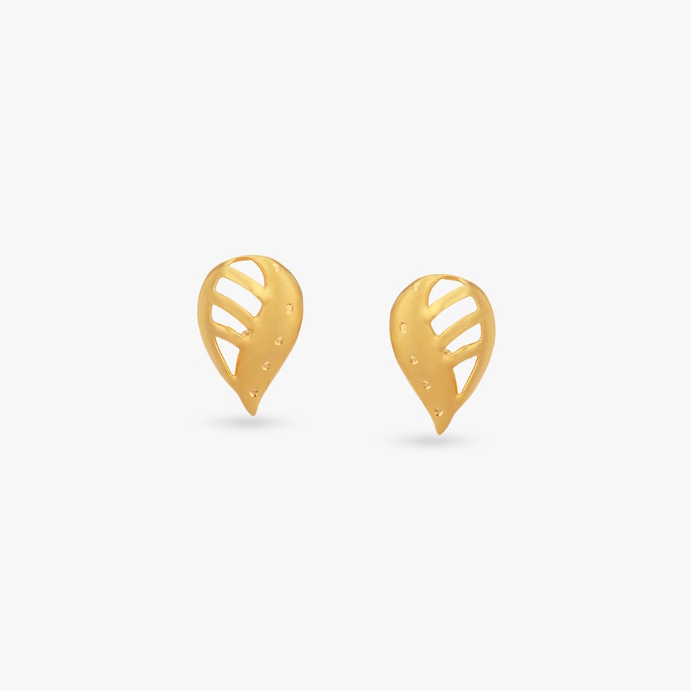 

Whispering Leaf Gold Stud Earrings