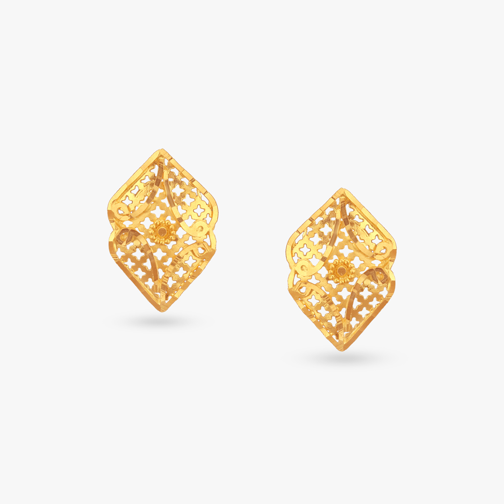 Vintage Chic Gold Stud Earrings,,hi-res image number null